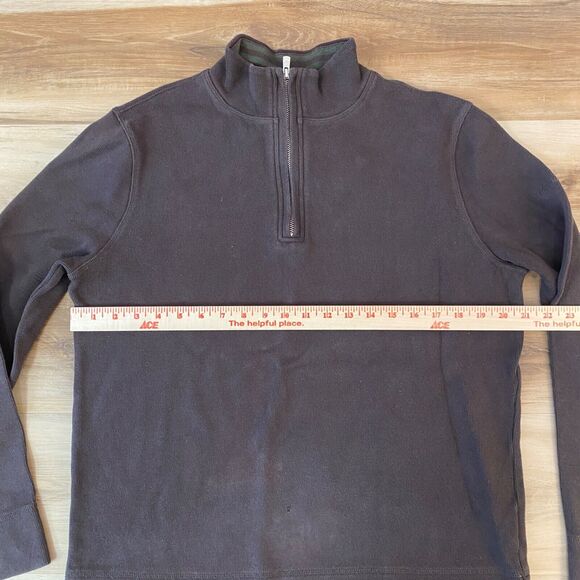 Faconnable Sweater Mens Medium Brown Cotton 1/4 Zip Mock Neck - Picture 7 of 10